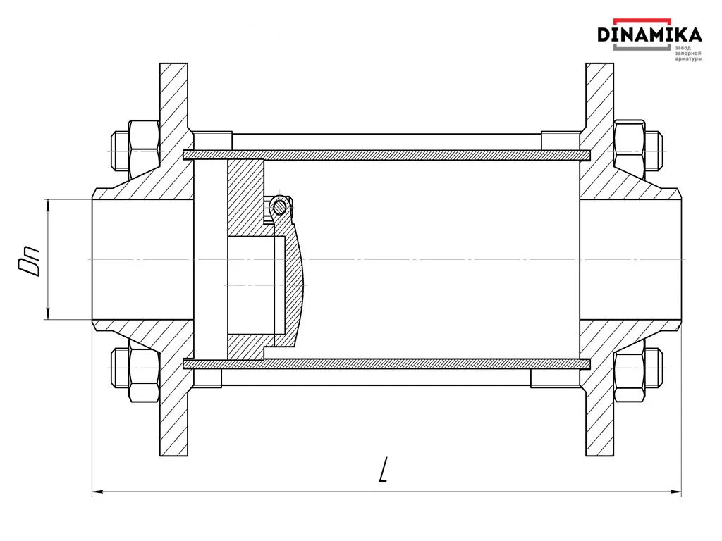 Обратный клапан 19с38нж Ду125 межфланцевый